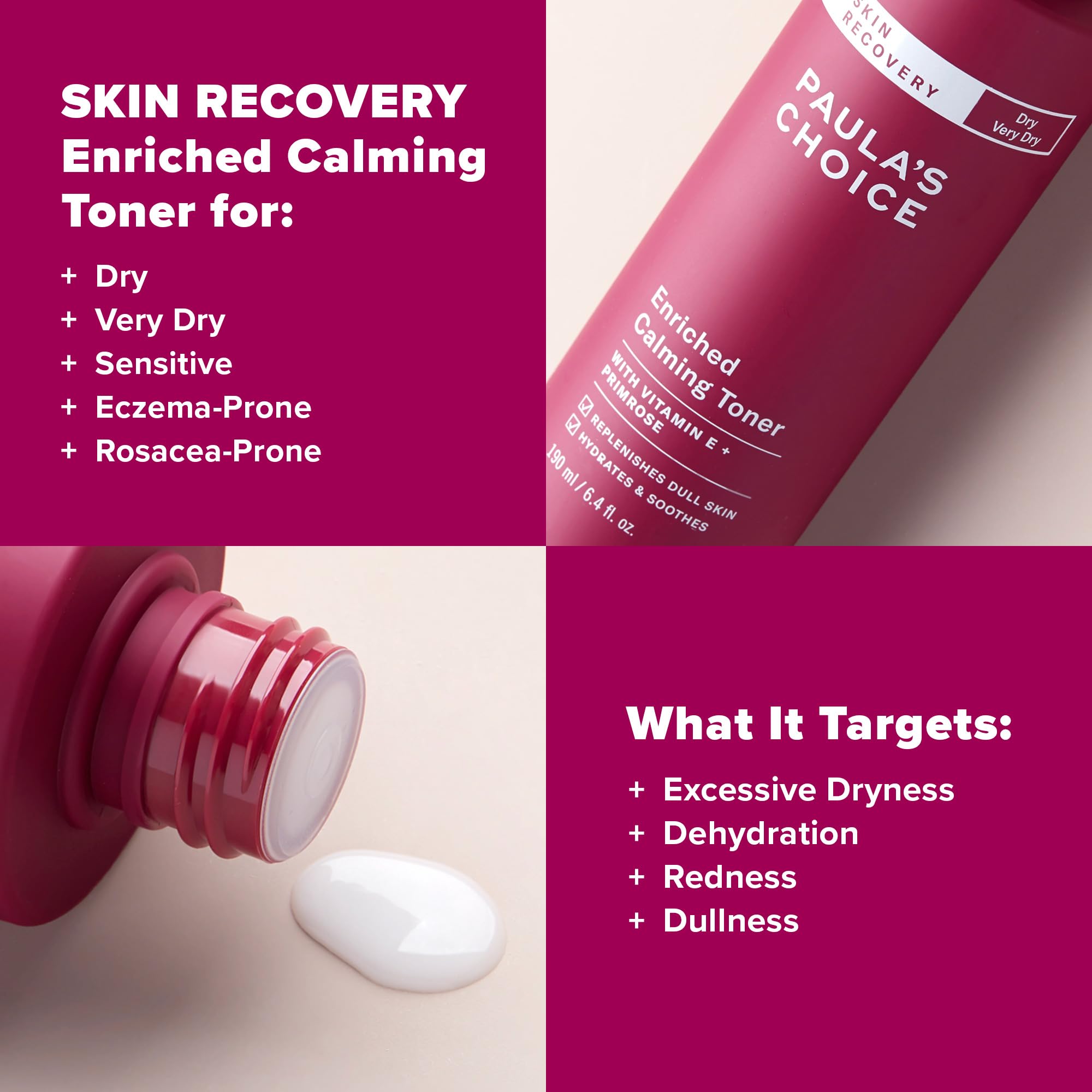 Paula's Choice Skin Recovery Calming Toner – Hydrating Face Toner with Hyaluronic Acid & Vitamin E, Fragrance Free | 6.4 oz