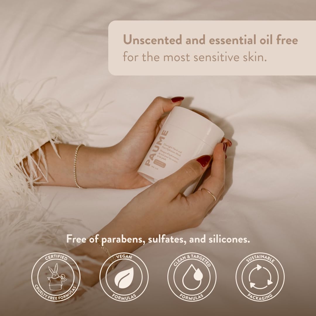 PAUME Overnight Hand & Foot Hydration Mask – Fragrance-Free Deep Overnight Moisturizer (3.4 oz)