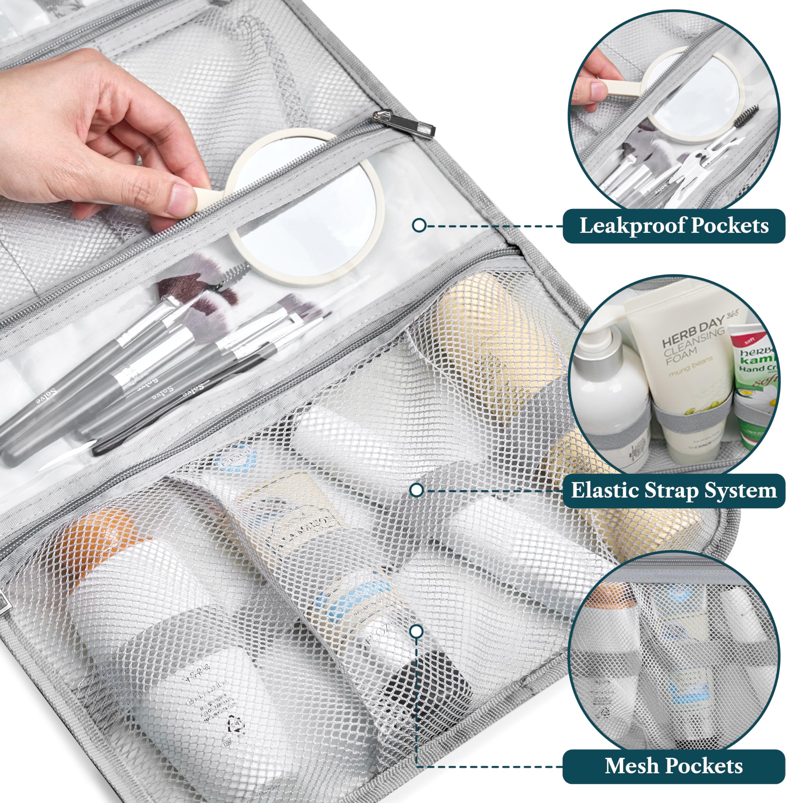 PAVILIA Hanging Toiletry Bag - Large Foldable Travel Kit, Waterproof & TSA-Ready