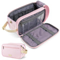 PAVILIA Women’s Canvas Toiletry Bag – Large Capacity Dopp Kit, Water-Resistant, Pink