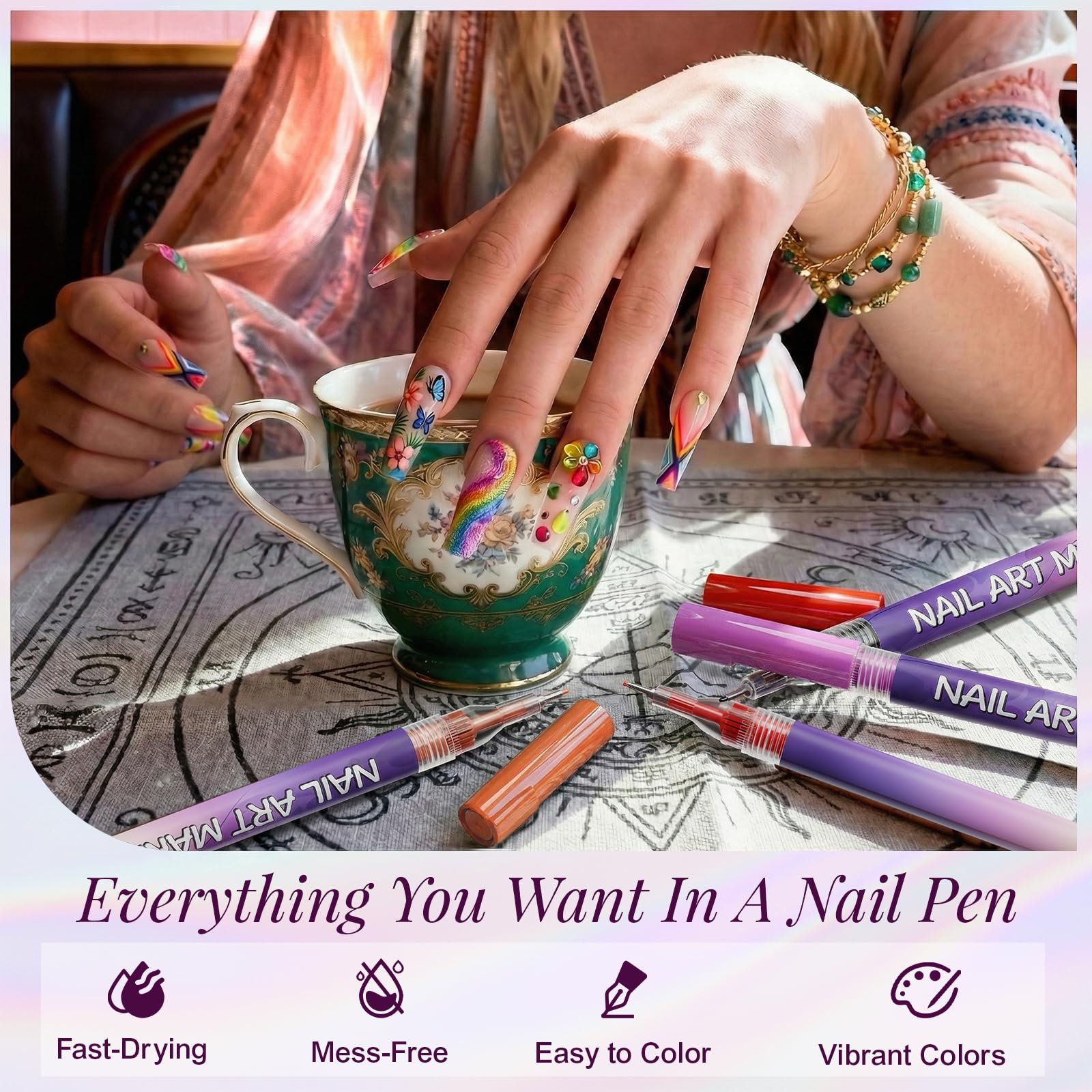 12 Color Nail Art Pens Set | Pawhims – 0.5mm Quick-Dry Nail Markers