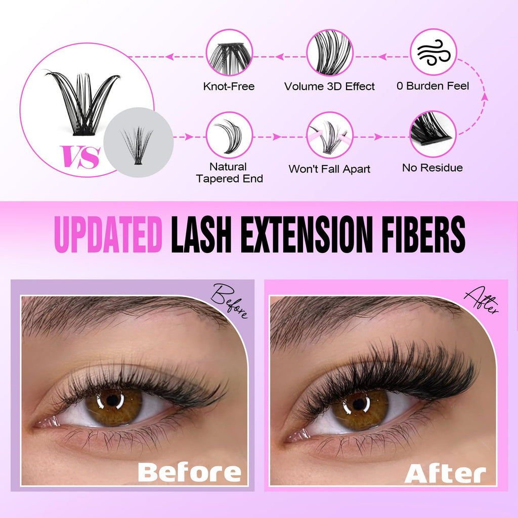 Pawotence Lash Extension Kit DIY 280pcs Clusters 30D/40D with Bond, Seal, Remover & Tweezers