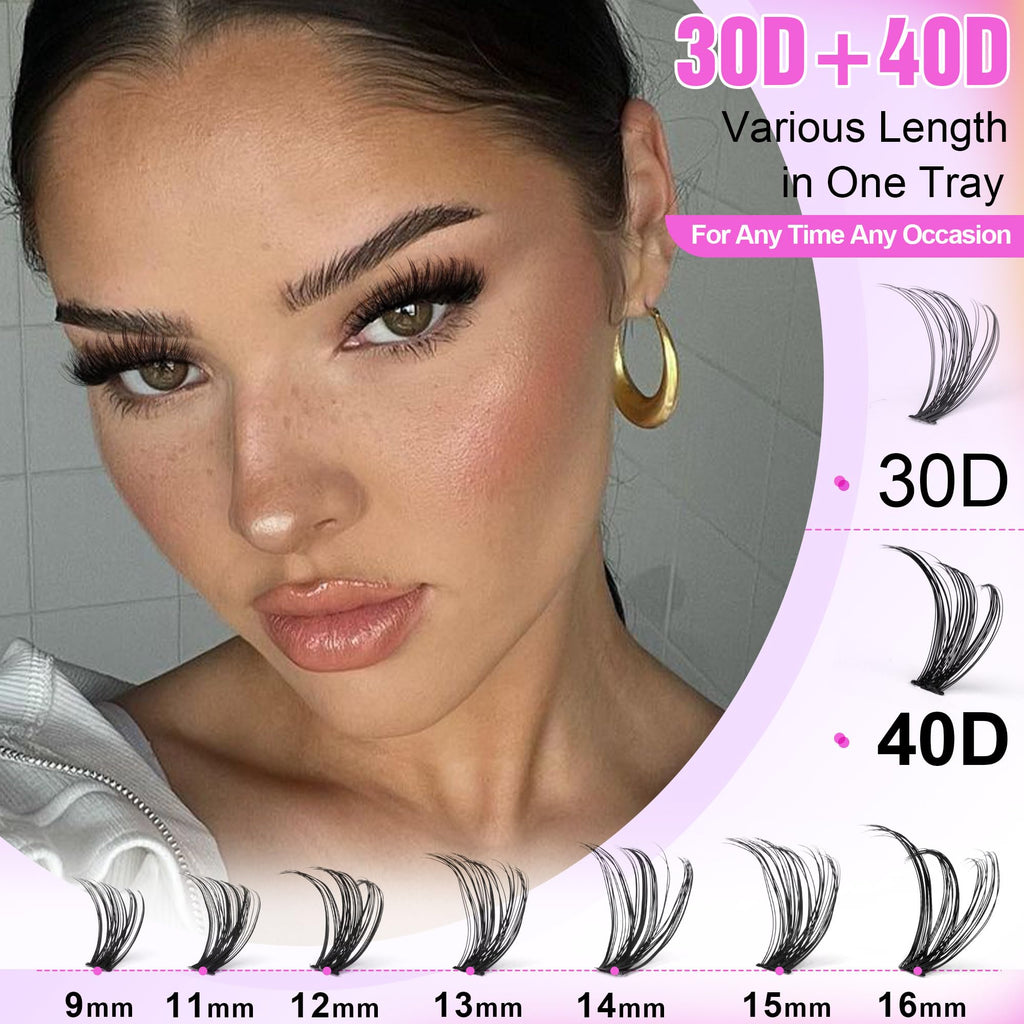 Pawotence Lash Extension Kit DIY 280pcs Clusters 30D/40D with Bond, Seal, Remover & Tweezers