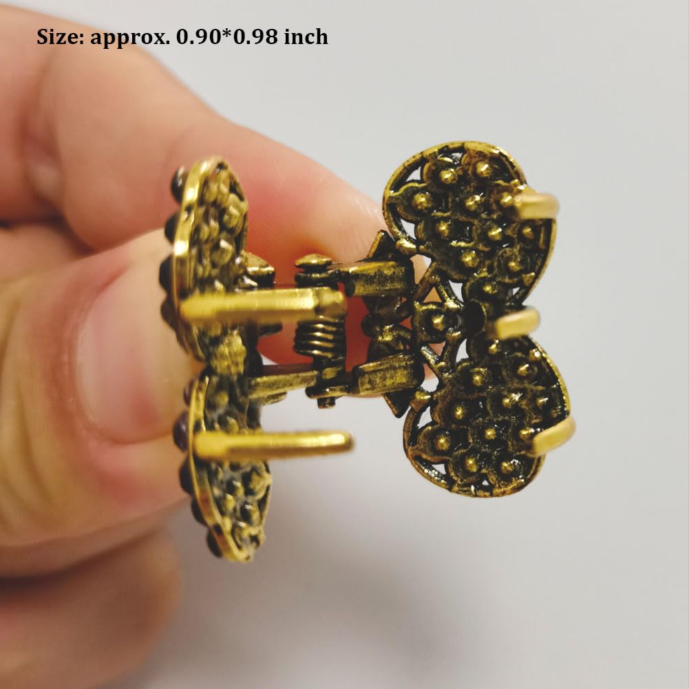 PBQOA Vintage Metal Hair Clips – Crystal Rhinestone Claw Barrette Set for Women