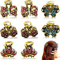 PBQOA Vintage Metal Hair Clips – Crystal Rhinestone Claw Barrette Set for Women