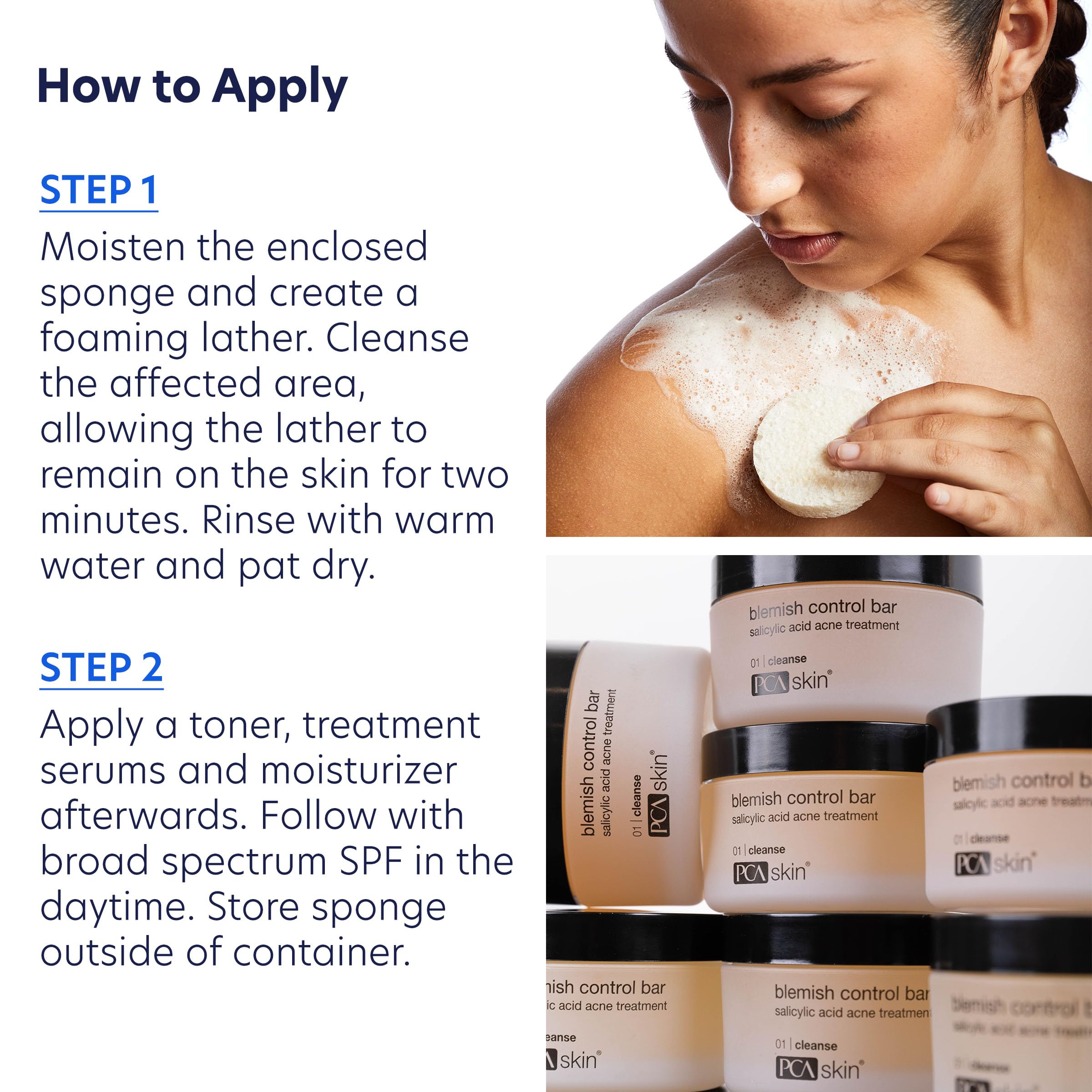 PCA SKIN Blemish Control Acne Cleanser Bar – 2% Salicylic Acid, Face & Body Wash, 3.2 fl oz