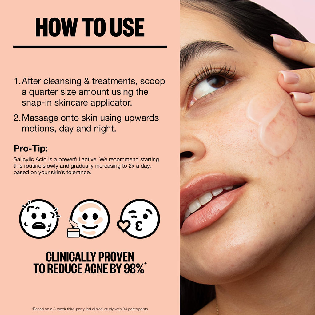 PEACE OUT Acne Gel Moisturizer for Oily Skin – 2% Salicylic Acid, Niacinamide & Ceramides (1.69 fl oz)