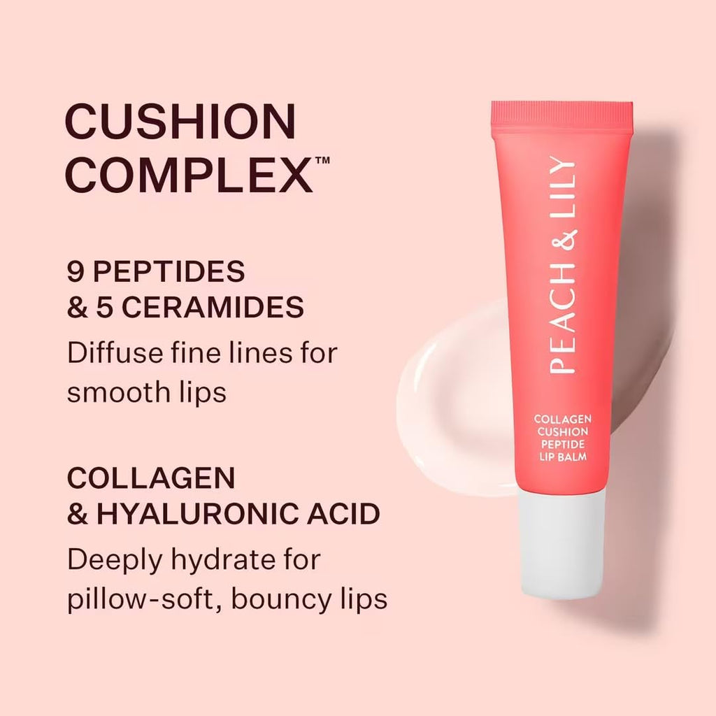 Peach & Lily Collagen Cushion Peptide Clear Lip Balm — Hydration, Smoothing & Clear Shine