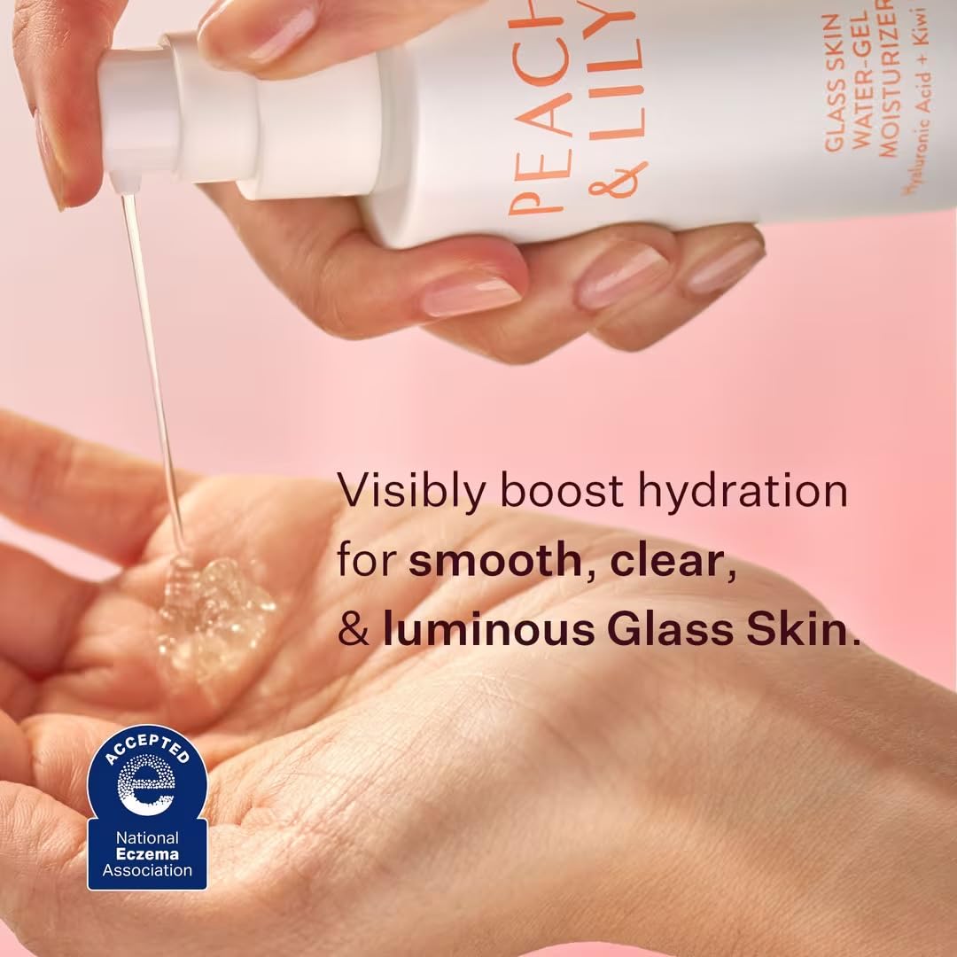 Peach & Lily Glass Skin Water-Gel Moisturizer – Lightweight, Oil-Free, Hyaluronic Acid (1.69 oz)