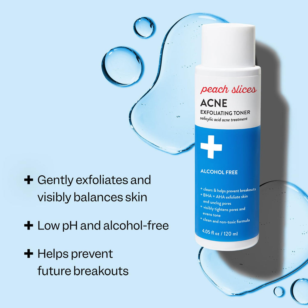 Peach Slices Acne Exfoliating Toner – 2% Salicylic, 4.05 oz – Clear & Prevent Breakouts
