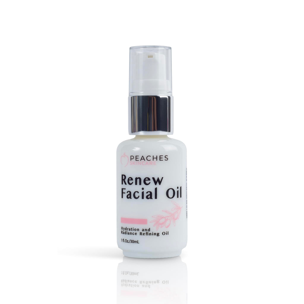 Peaches Skin Care Renew Facial Oil – Grape Seed, Olive & Bergamot | Age-Defying Radiant Skin (1 oz)