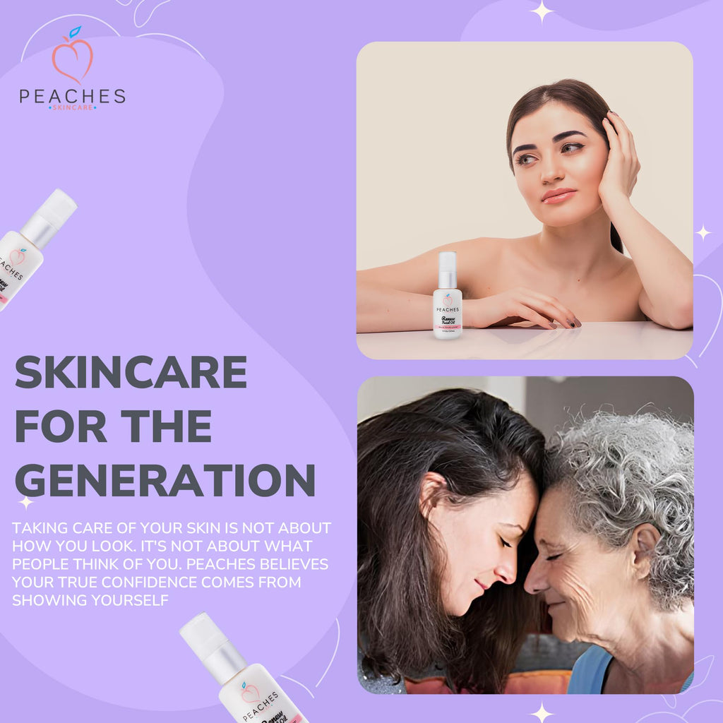 Peaches Skin Care Renew Facial Oil – Grape Seed, Olive & Bergamot | Age-Defying Radiant Skin (1 oz)