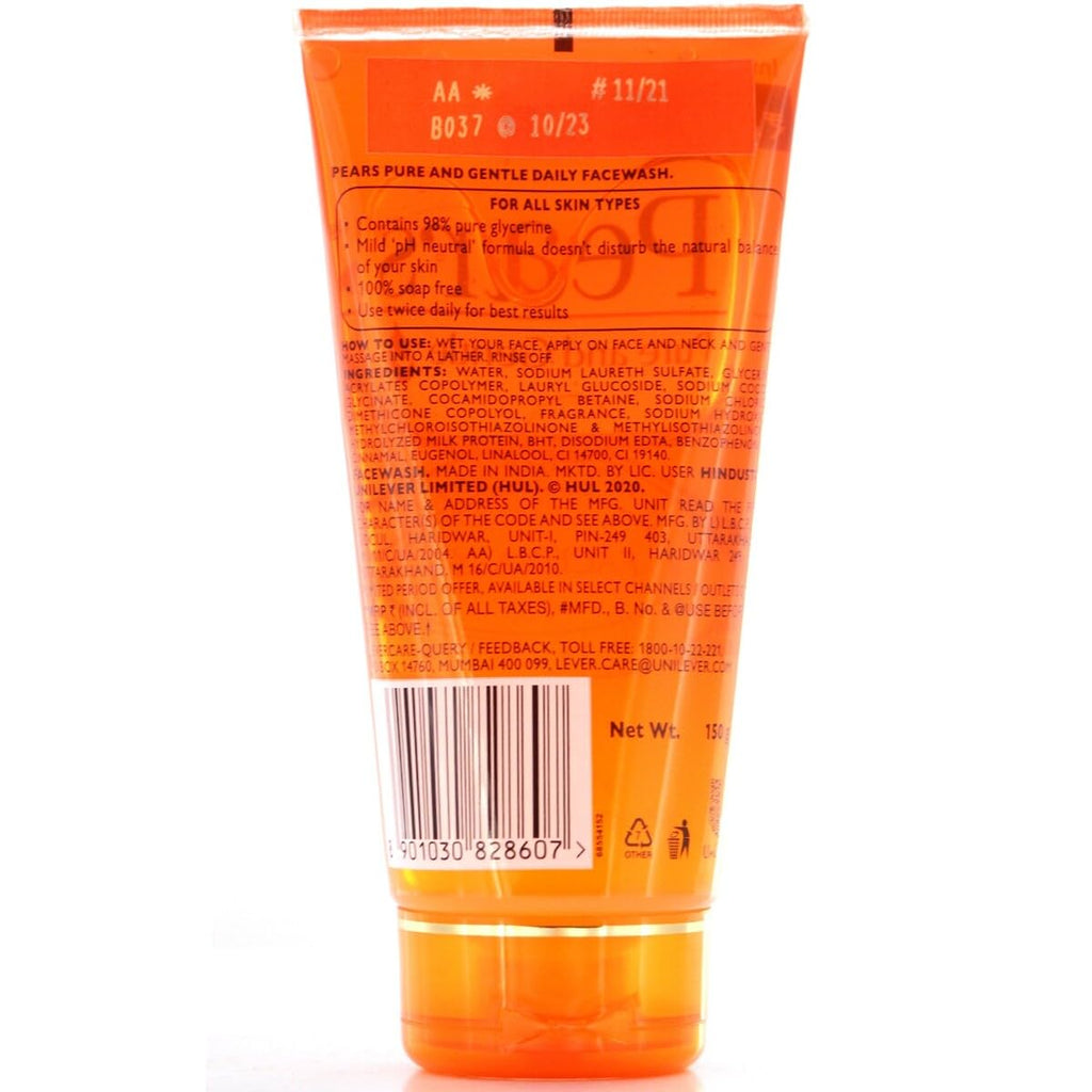 Pears Pure & Gentle Face Ultra Mild – 150ml, 100% Soap Free Face Wash