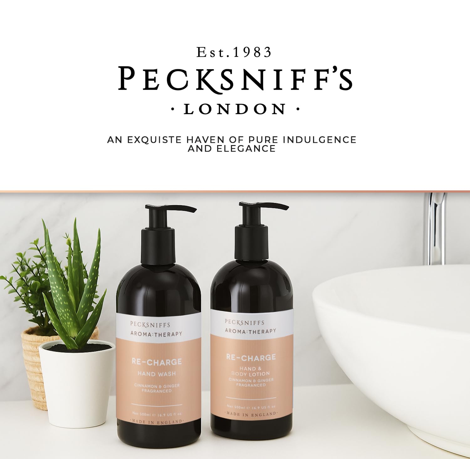 Pecksniff's Aroma Therapy Re-Charge Hand Wash & Lotion Caddy Set – 500 ml
