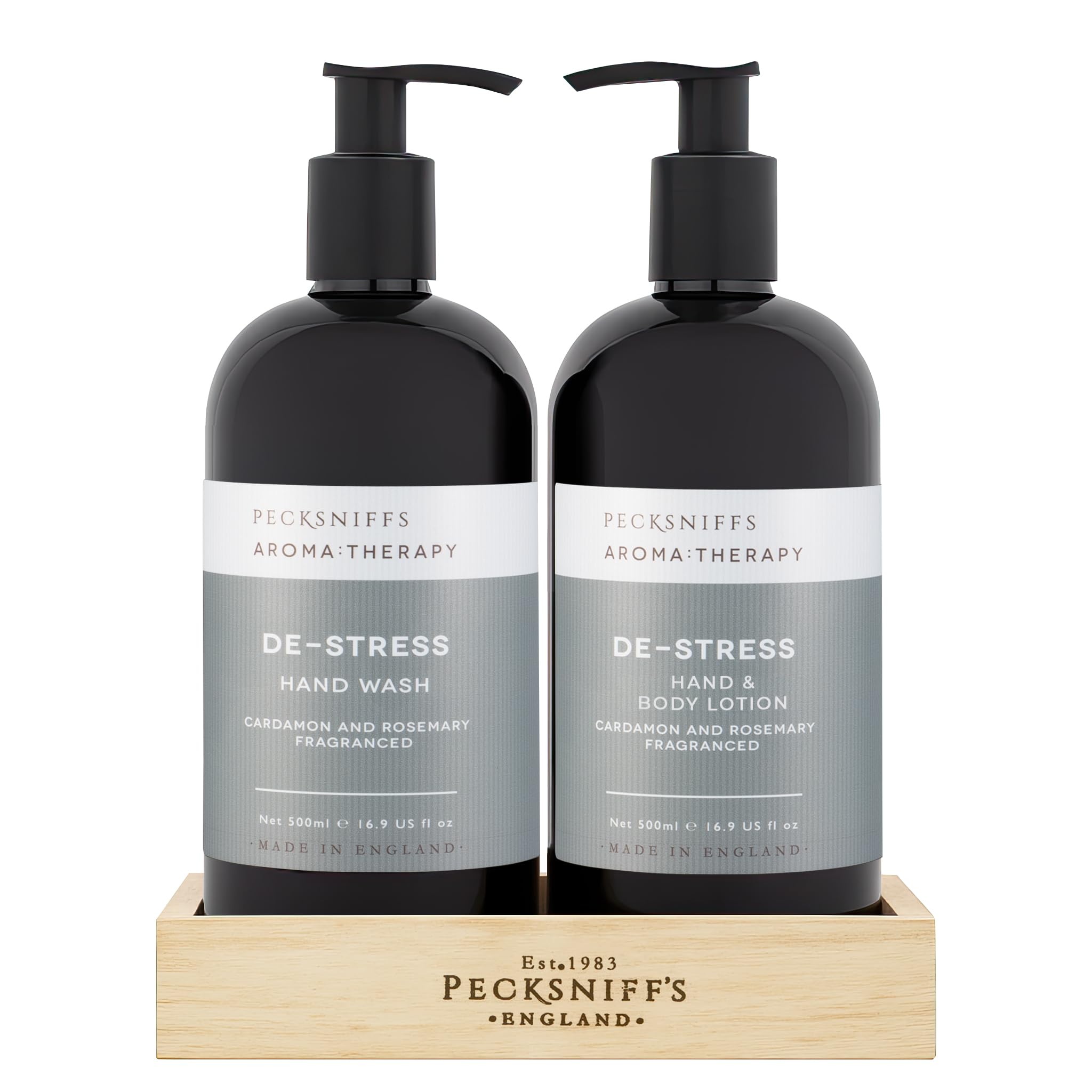 Pecksniff's Moisturizing Hand Wash & Lotion Set – Aroma Therapy De-Stress, 500 ml / 16.9 oz