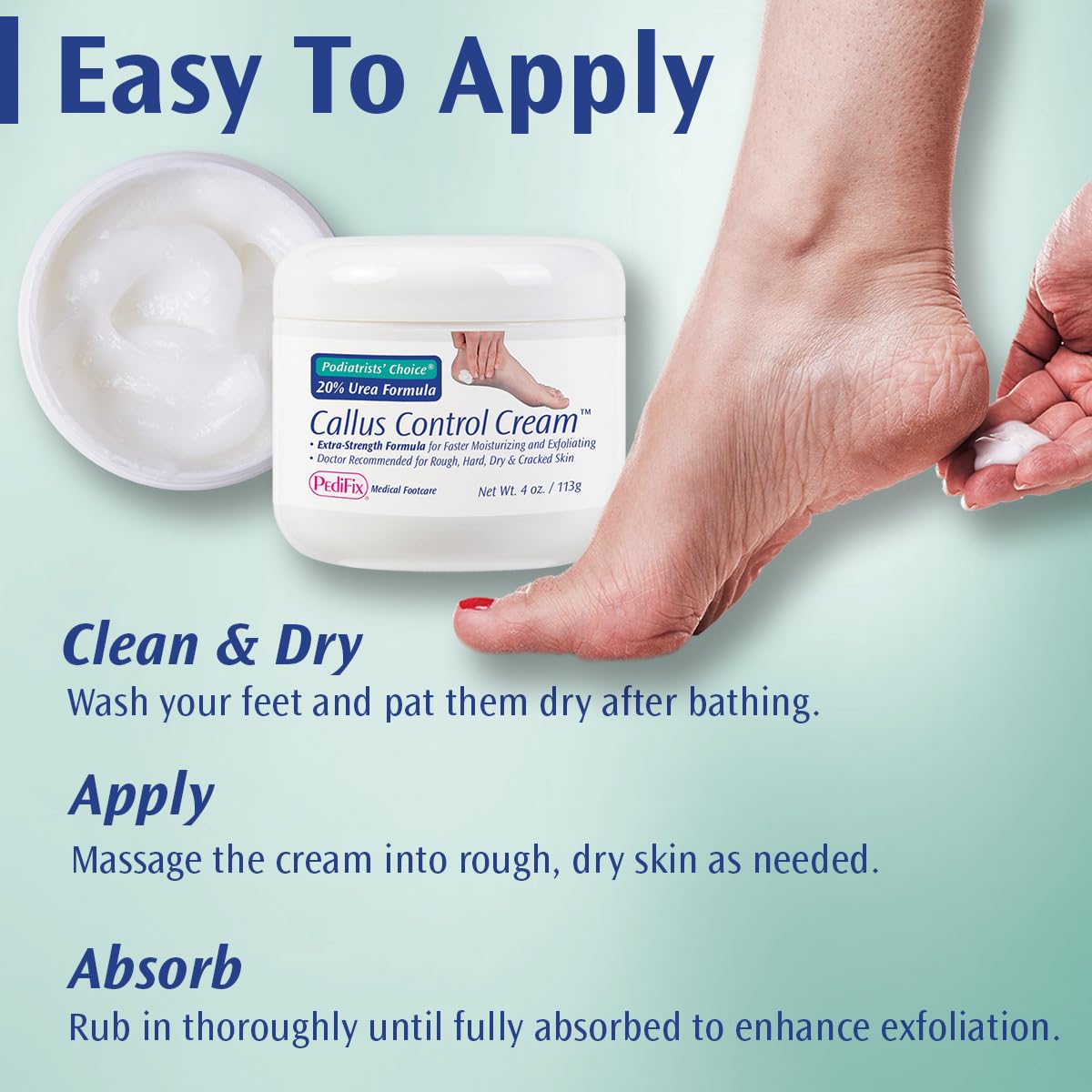 Pedifix Podiatrists' Choice 20% Urea Foot Cream – Extra Strength Callus Control, 4 oz
