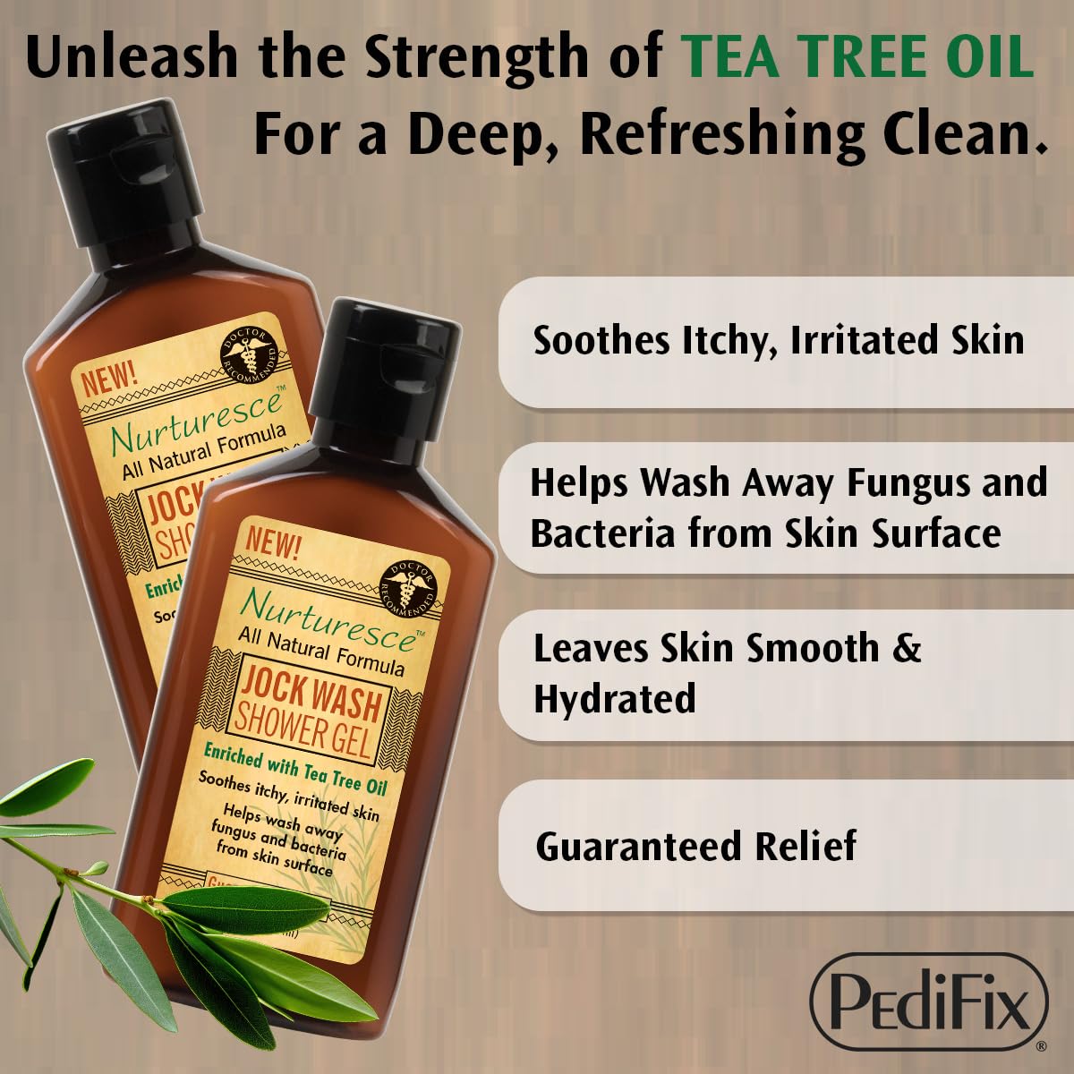 Pedifix Nurturesce Jock Wash Shower Gel with Tea Tree Oil – 6 oz