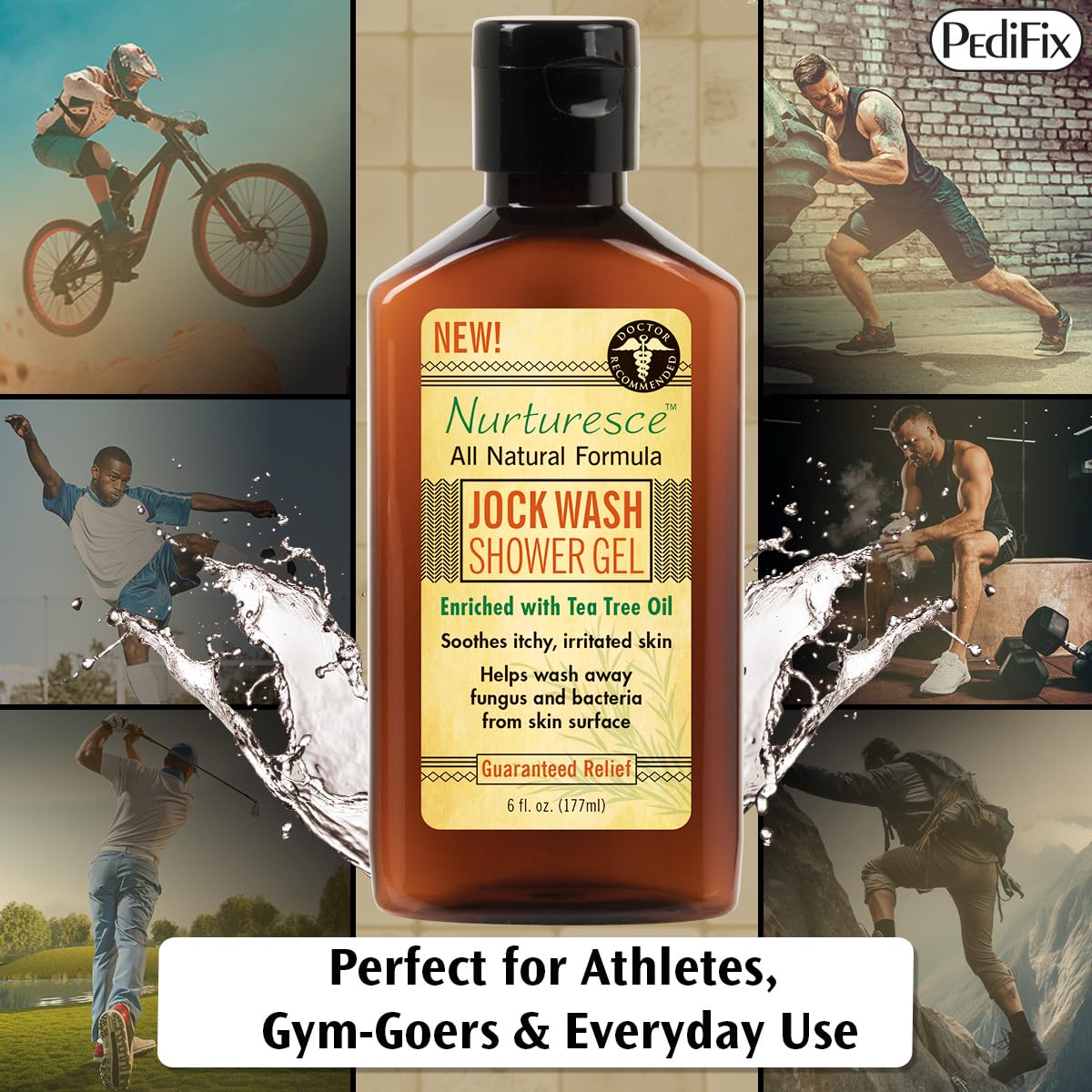 Pedifix Nurturesce Jock Wash Shower Gel with Tea Tree Oil – 6 oz
