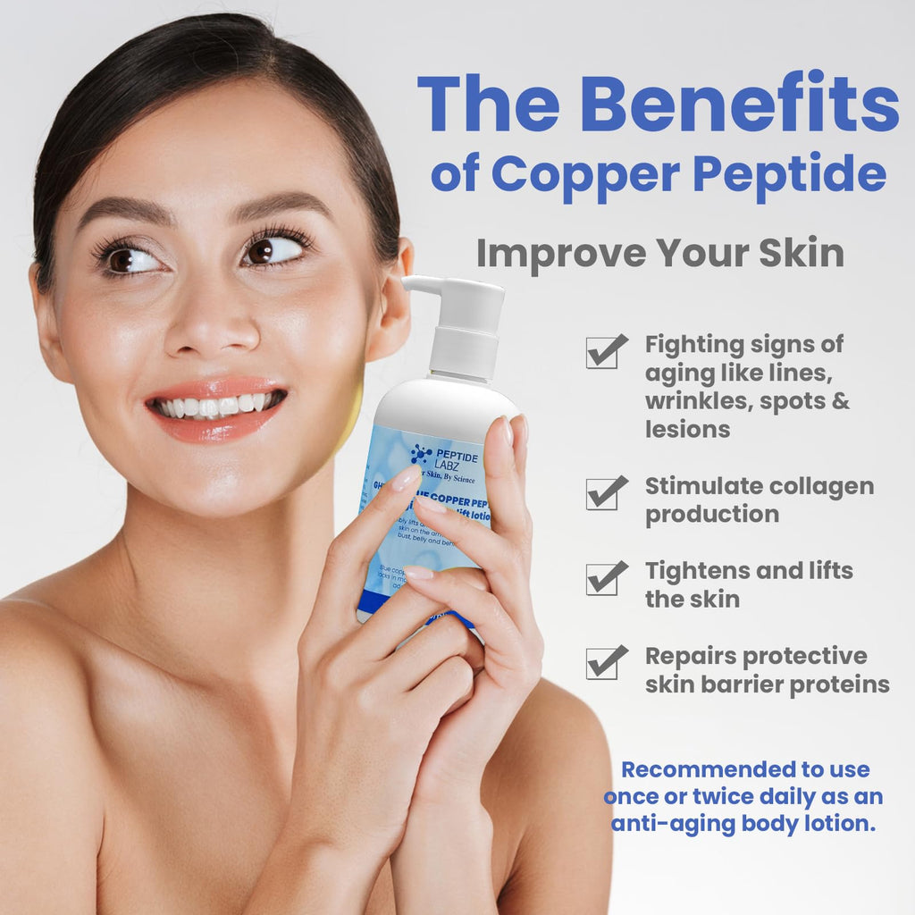 PeptideLabz Copper Peptide & Hyaluronic Acid Body Lotion – Anti-Aging, Skin Firming & Hydrating – 10 fl oz