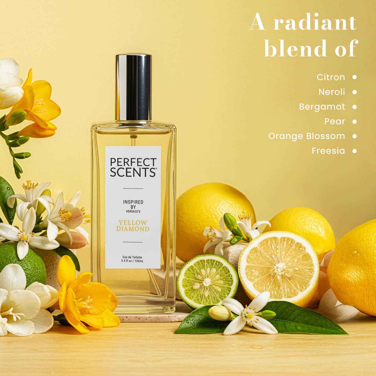 Perfect Scents Fragrances – Inspired by Versace Yellow Diamond – Women’s EDT, 3.4 oz, Vegan & Cruelty-Free