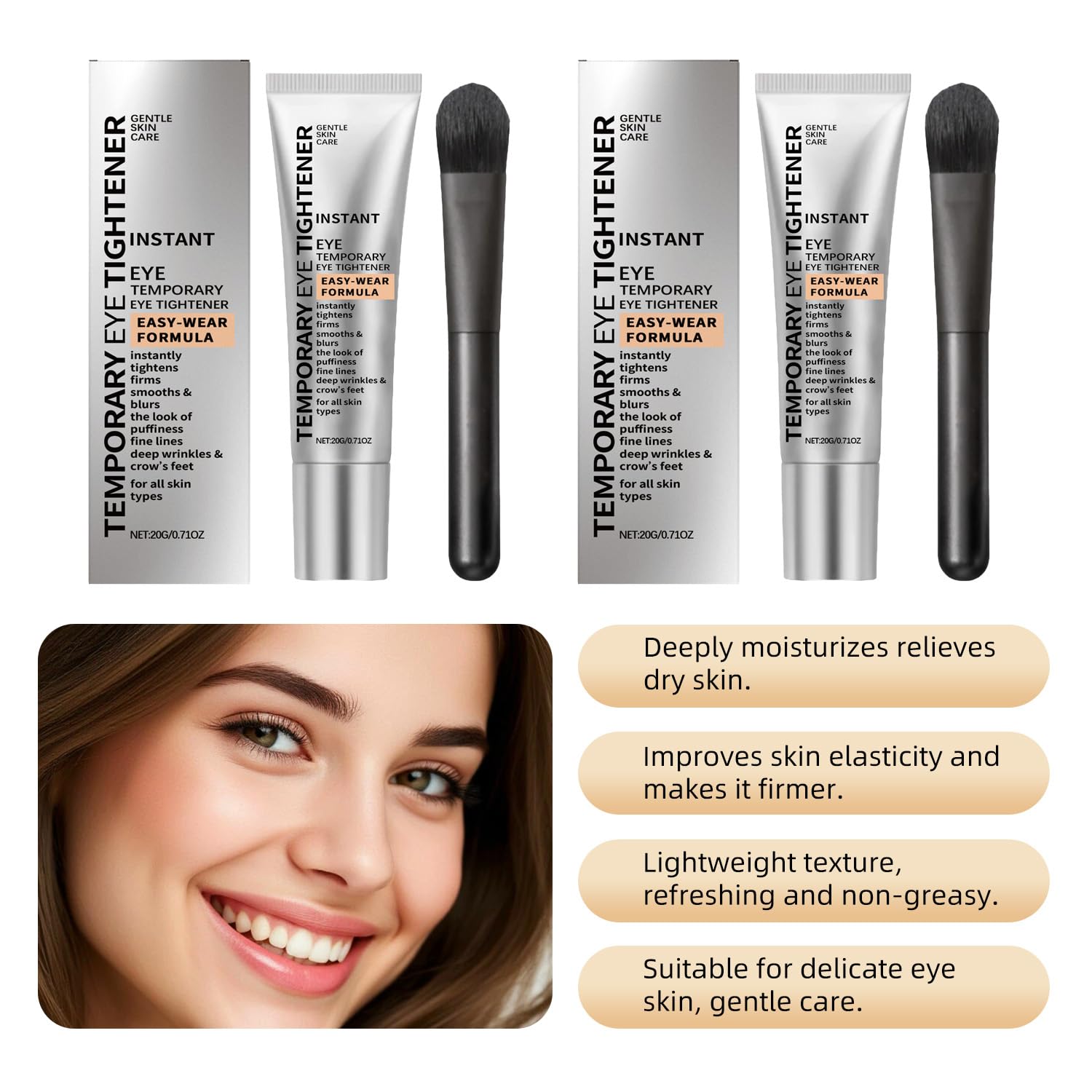 Perfection Eye Tightener with Brush – 2-Pack Hydrating Under-Eye Cream