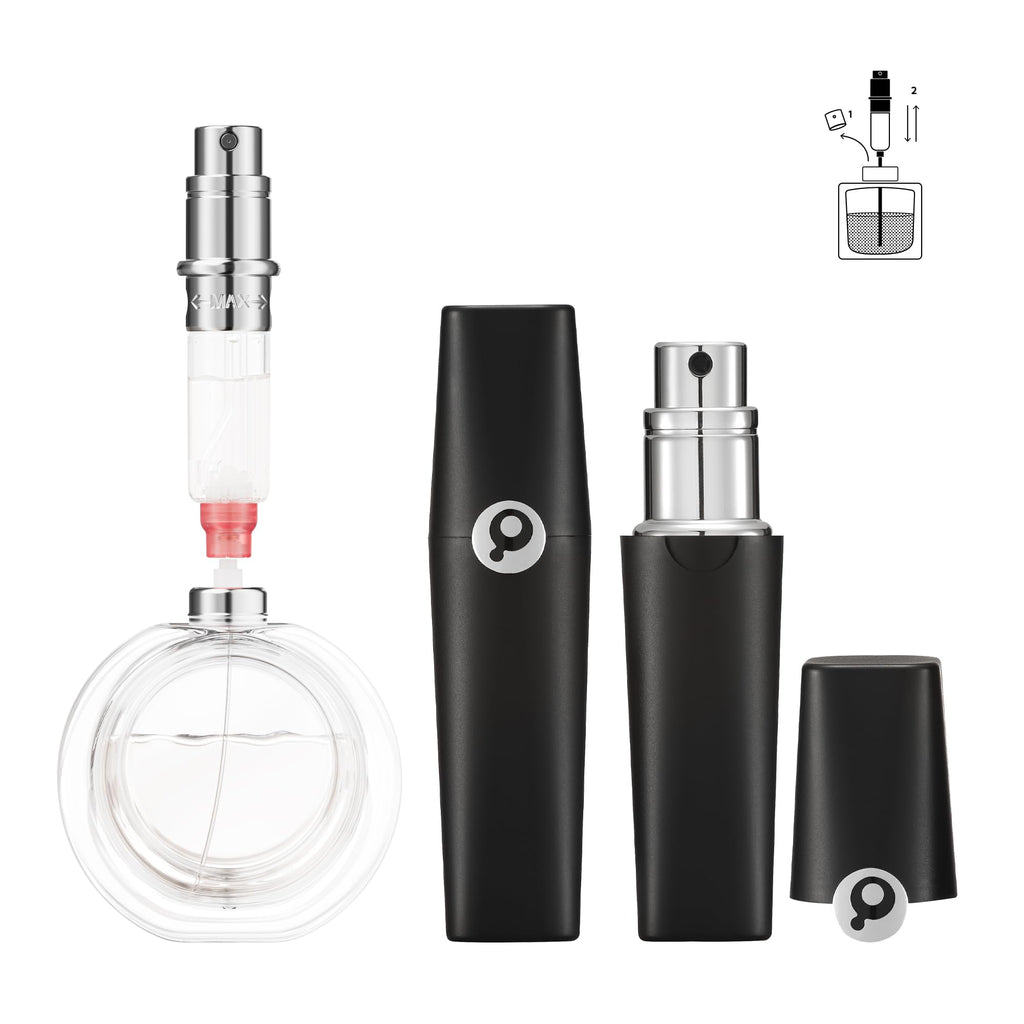 Perfume Pod ATOM Refillable Perfume Atomizer (ATOM01, Black) — Travel-Ready HD Mist