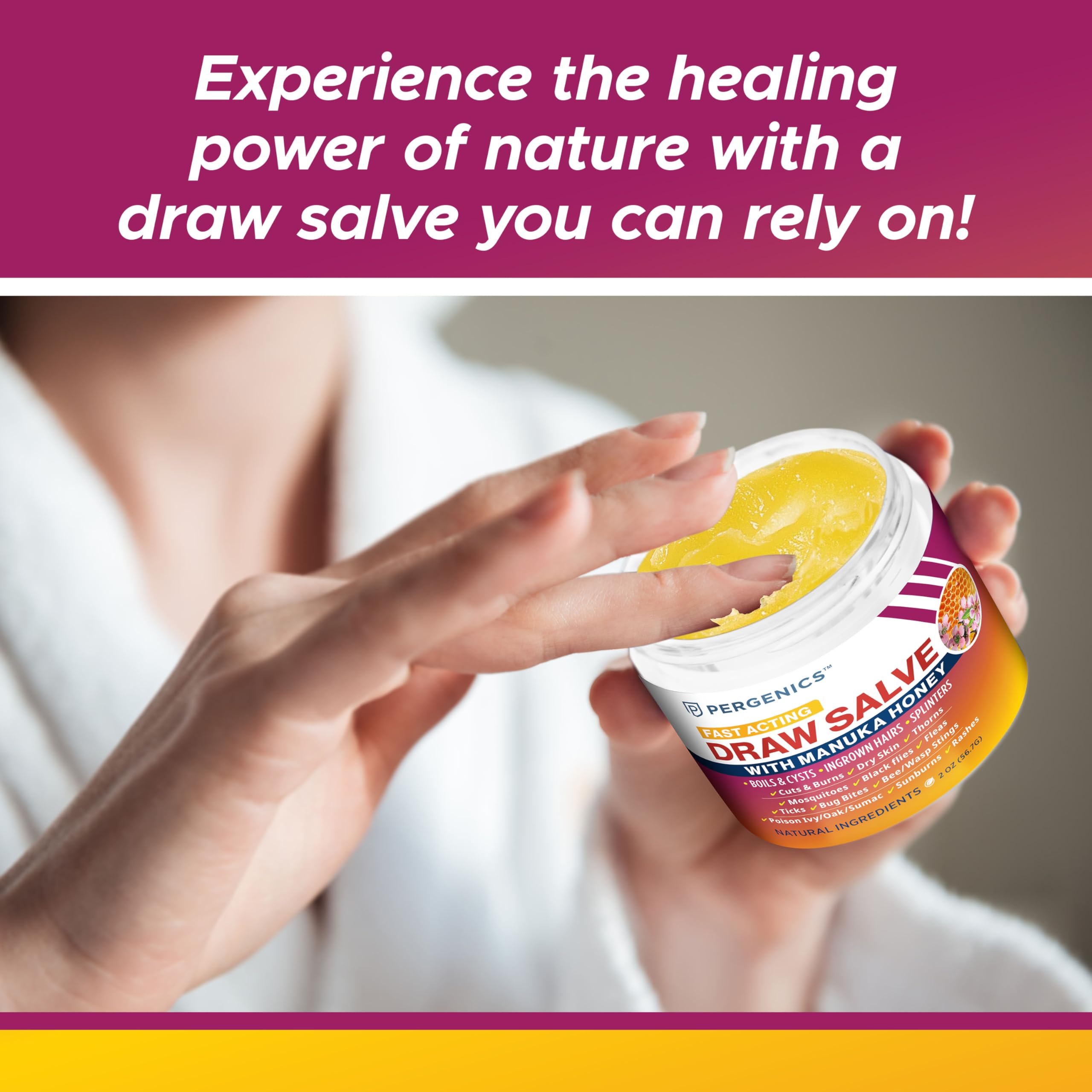 Pergenics Manuka Honey Draw Salve Ointment – Skin Soothing, 2 oz