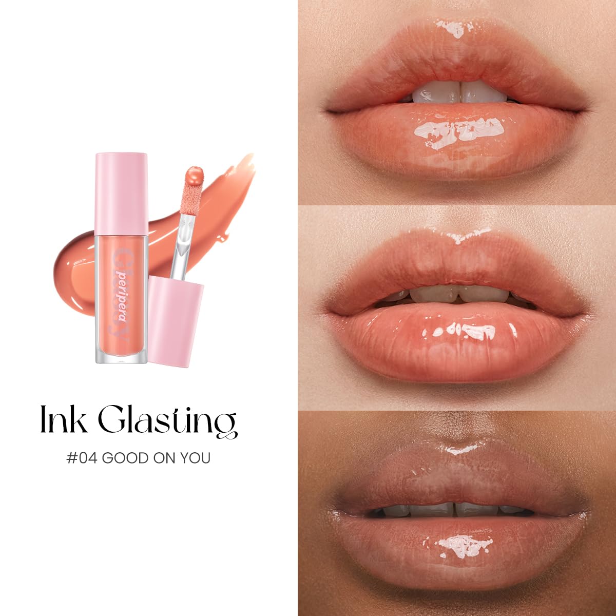 Peripera Ink Glasting Lip Gloss – Glass Shine, Non-Sticky, 4XL Wand | Korean Lip Gloss for Fuller-Looking Lips