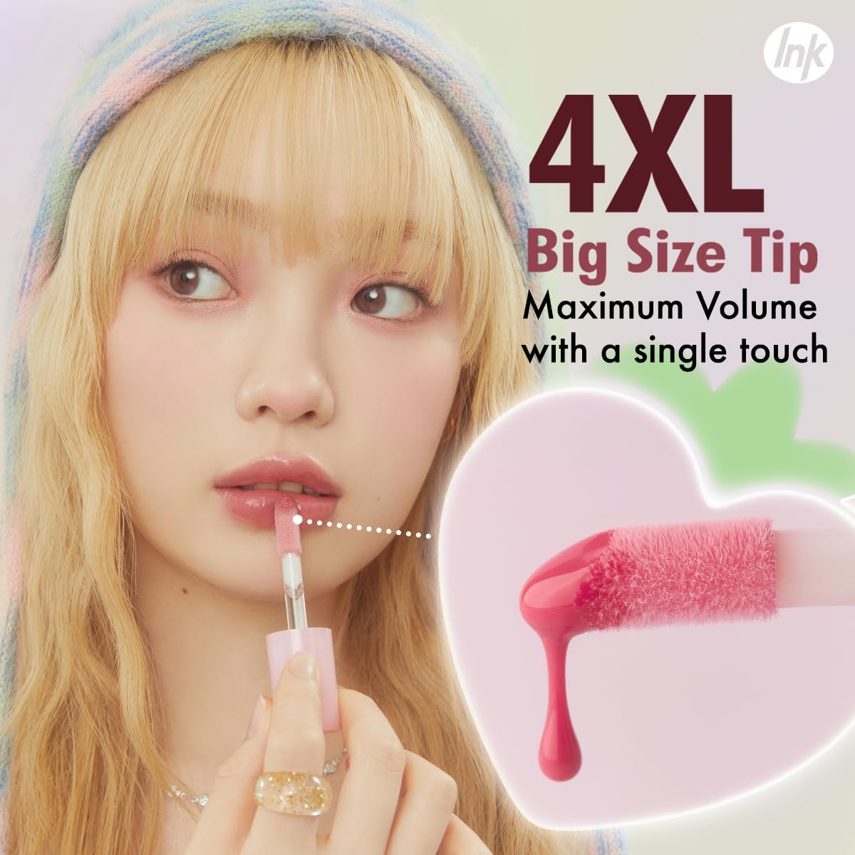 Peripera Ink Glasting Lip Gloss – 4XL Wand, Non-Sticky Glass Shine, Shade 016 All That Berry