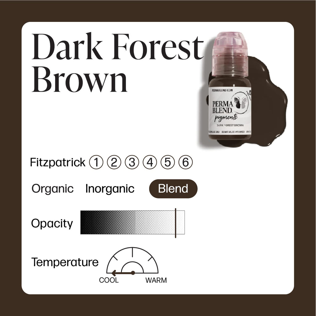 Perma Blend Dark Forest Brown Microblading Ink for Permanent Eyeliner – Vegan Neutral Cool Brown (0.5 oz)