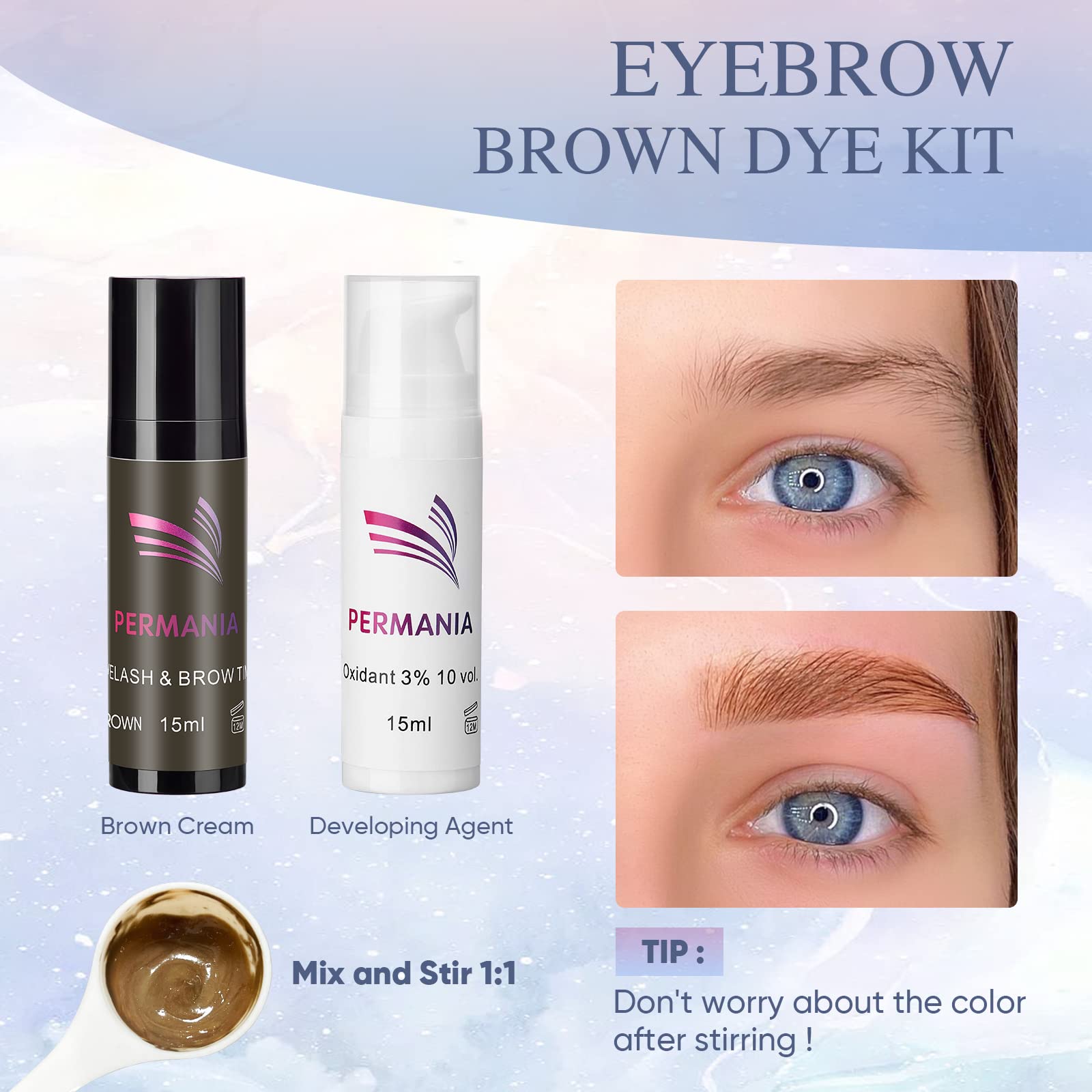 PERMANIA Brow Lamination Kit – Lash Lift & Brow Color, Salon & Home Use, Up to 6 Weeks