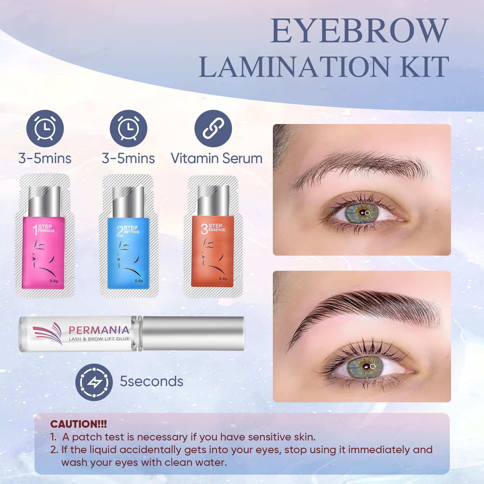PERMANIA Brow Lamination Kit – Lash Lift & Brow Color, Salon & Home Use, Up to 6 Weeks