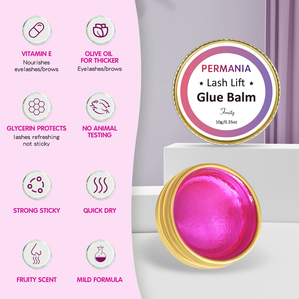 PERMANIA Lash Glue Balm – Strong Hold for Lash Lifts & Brow Lamination Pink