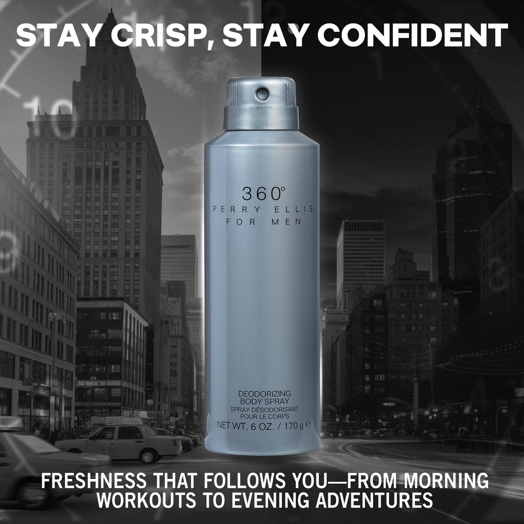 Perry Ellis 360° for Men 6 oz Body Spray – Fresh All-Day Fragrance