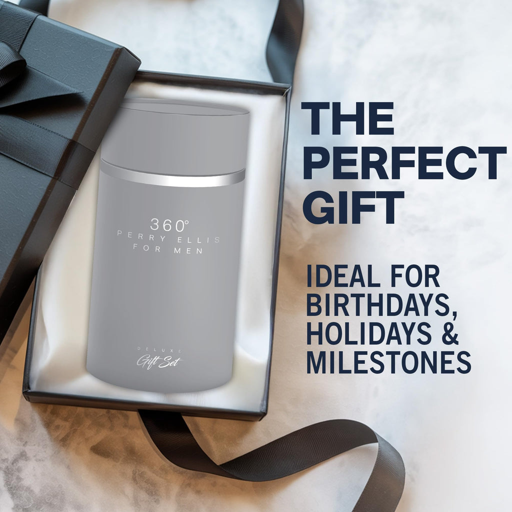 Perry Ellis 360° 3-Piece Gift Set for Men — EDT 3.4 oz + Shower Gel 3 oz + Travel Spray