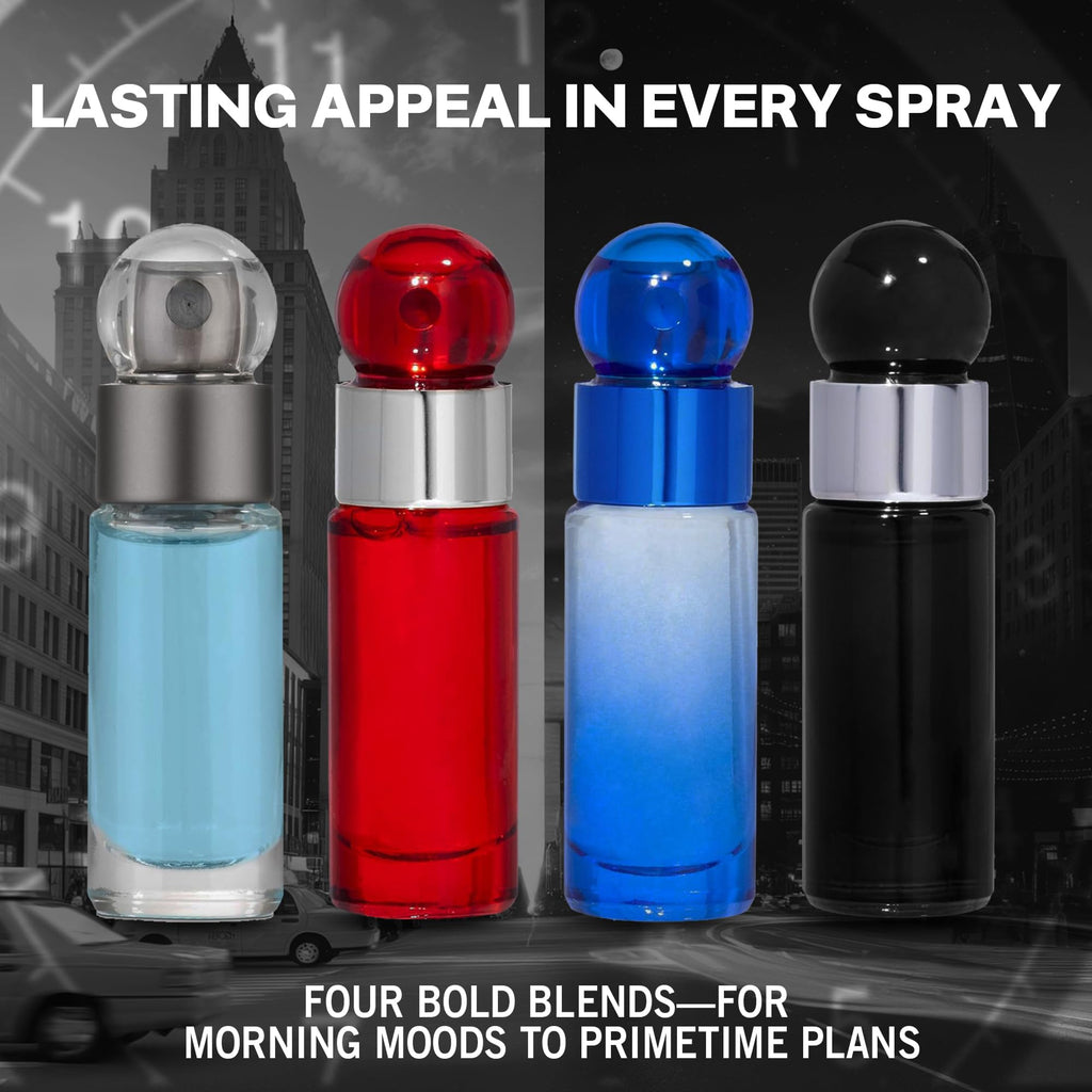 Perry Ellis 360° Mini Cologne Set for Men – 4 Travel-Size Scents (0.25 oz each)