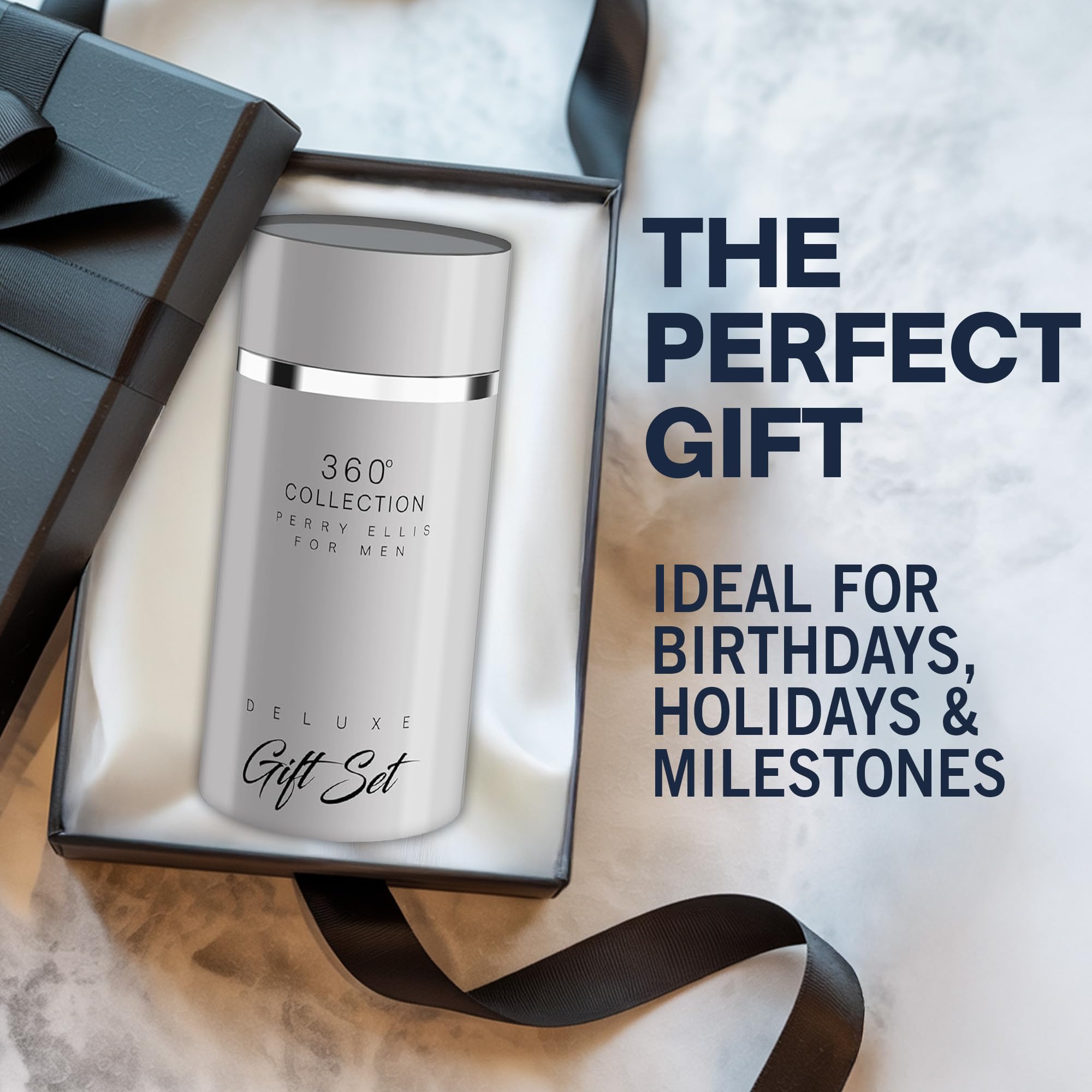 Perry Ellis 360° Collection for Men Gift Set – EDT 3.4 oz + Shower Gel 3 oz + Travel Spray