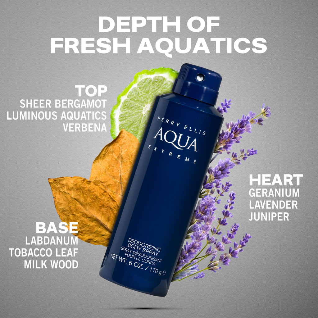Perry Ellis Aqua Extreme 6 oz Body Spray – Fresh Aquatic Fragrance for Day & Night