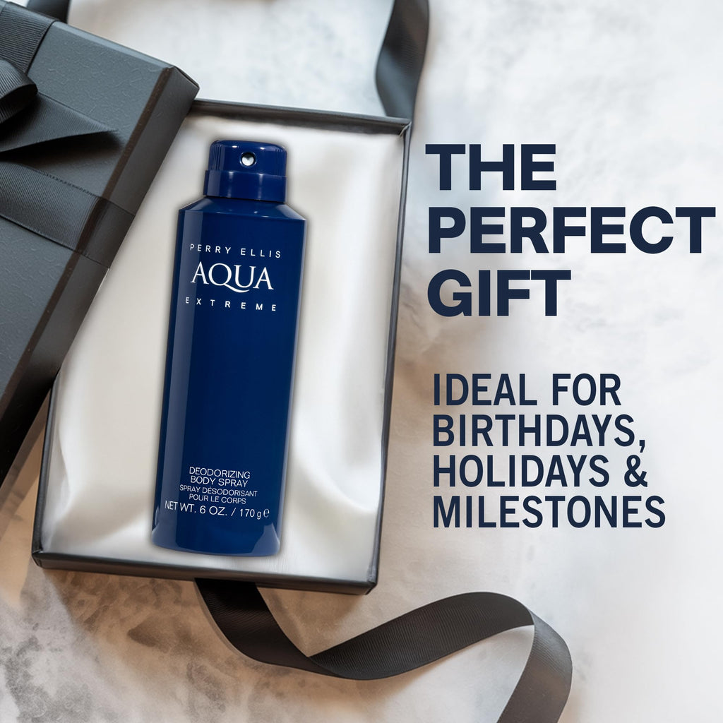 Perry Ellis Aqua Extreme Body Spray for Men – Fresh Wood & Spice, 6 oz