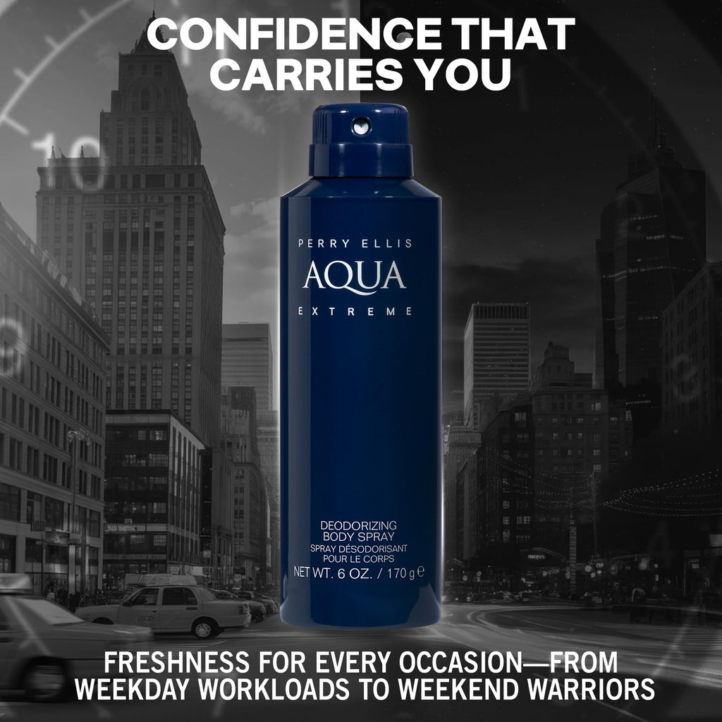 Perry Ellis Aqua Extreme 6 oz Body Spray – Fresh Aquatic Fragrance for Day & Night