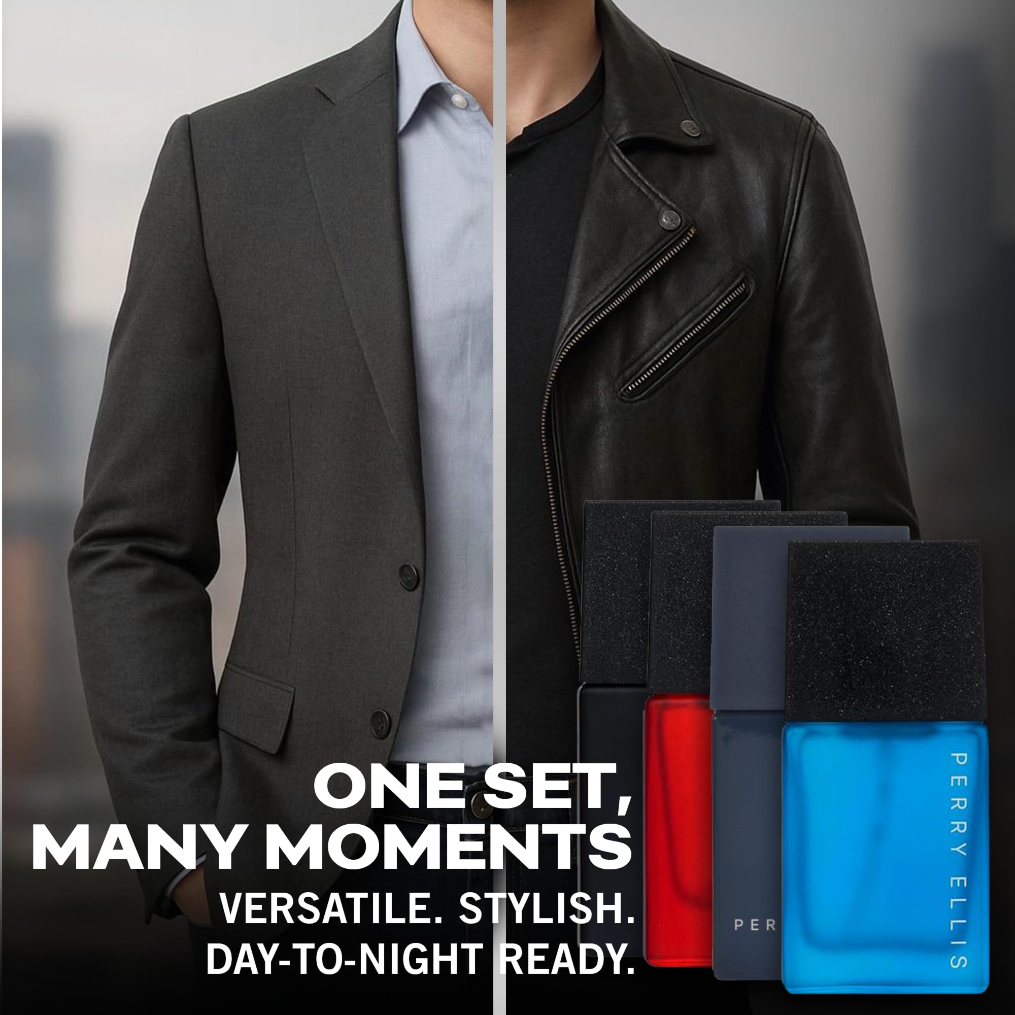 Perry Ellis Men's 4-Piece Mini Cologne Set – Night Sky, Red Sky, Sky, Pure Blue (0.25 oz each)