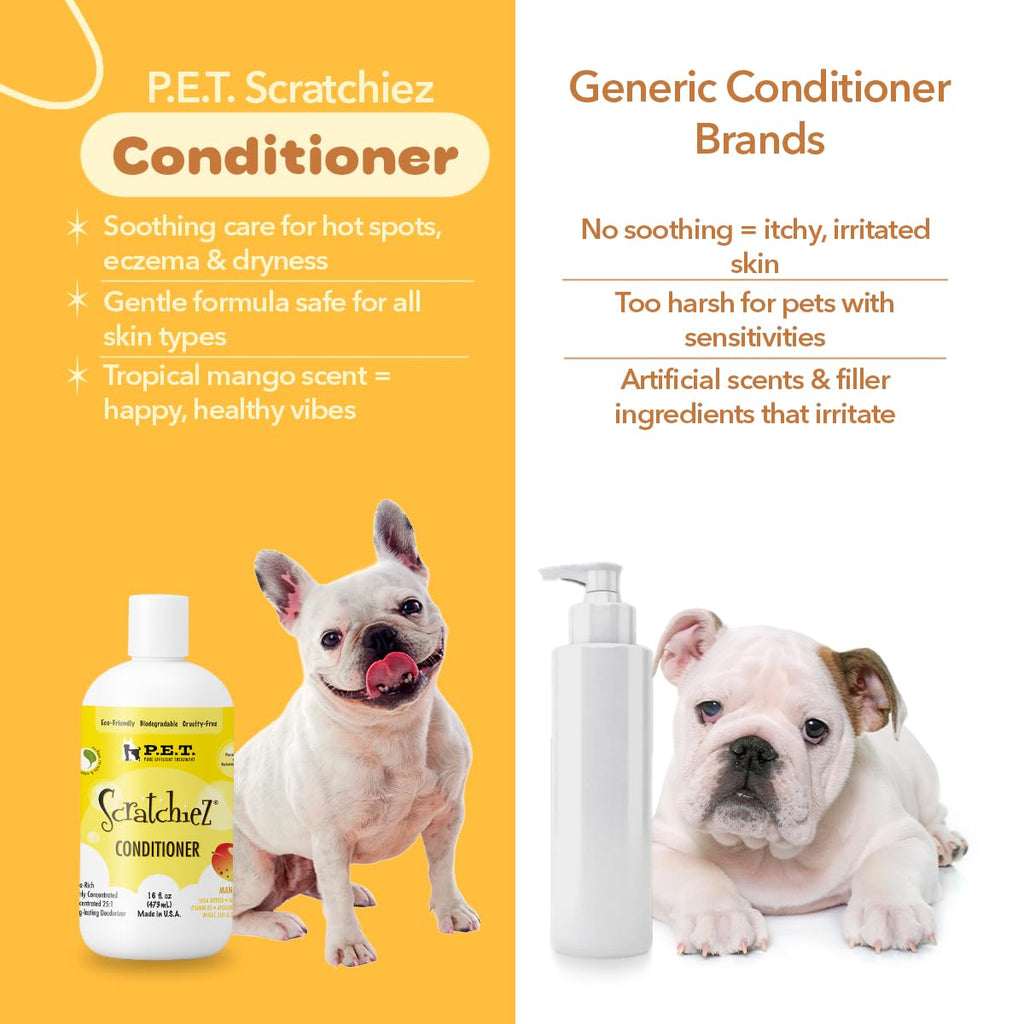 P.E.T. Scratchiez Soothing Oatmeal & Aloe Conditioner for Dogs & Cats — Mango Coconut, 16 oz