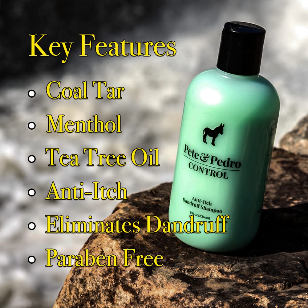 Pete & Pedro CONTROL Extra-Strength Anti-Dandruff Shampoo | Coal Tar, Tea Tree Oil, Menthol | Shark Tank Featured | 8.5 oz