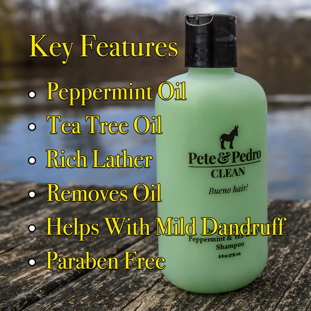 Pete & Pedro CLEAN & CONDITION SET – Tea Tree Shampoo & Peppermint Cream Conditioner (8.5 oz each)