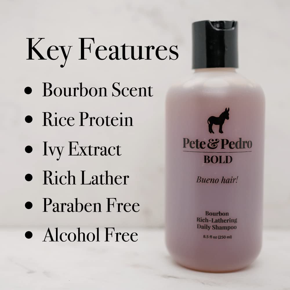 Pete & Pedro Bold & Cowboy Hair Care Set — Bourbon & Tobacco Scent, Daily Hydration, 8.5 oz Each