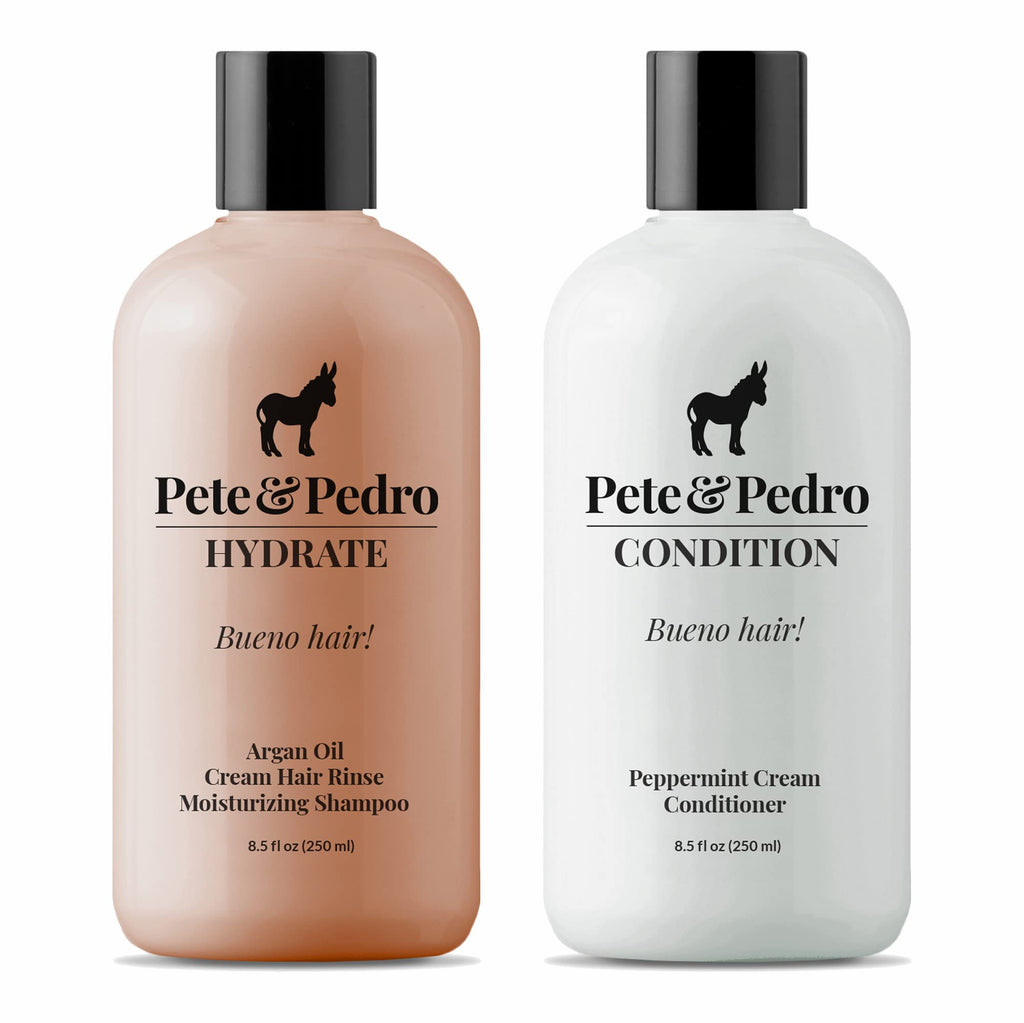 Pete & Pedro HYDRATE & CONDITION Hair Care Set – Argan Oil Shampoo & Peppermint Conditioner (8.5 oz) | Shark Tank