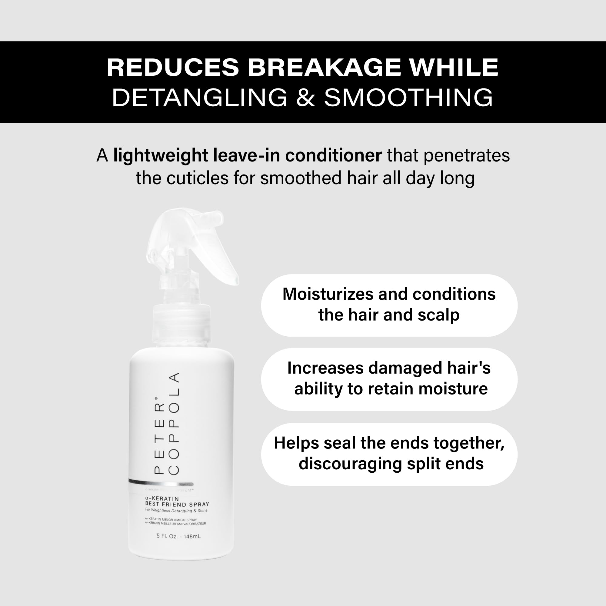 Peter Coppola a-Keratin Best Friend Spray – Leave-In Detangler with Argan Oil & Aloe (5 oz)