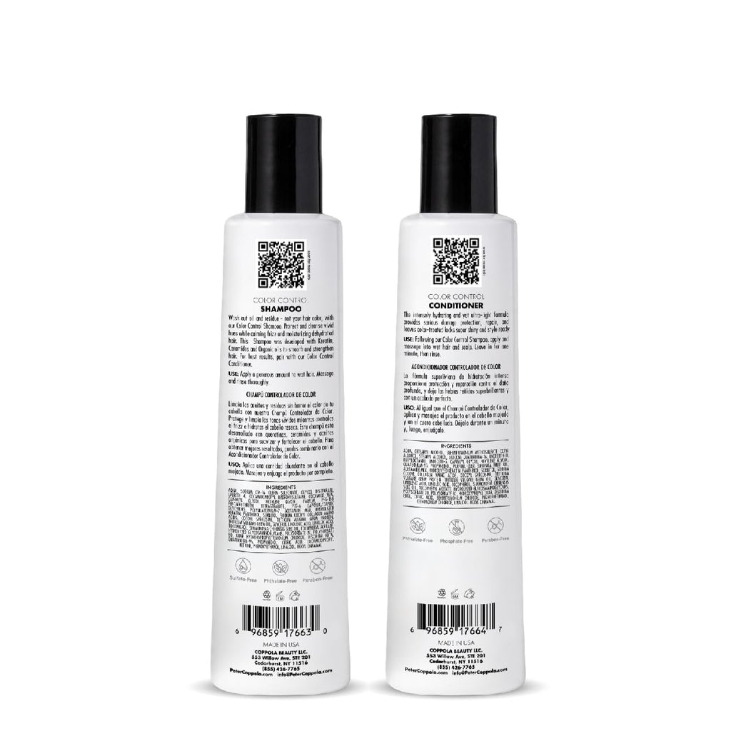 Peter Coppola Color Control Sulfate Free Shampoo & Conditioner Duo for Color-Treated Hair – Color Safe Keratin, 12 Fl Oz