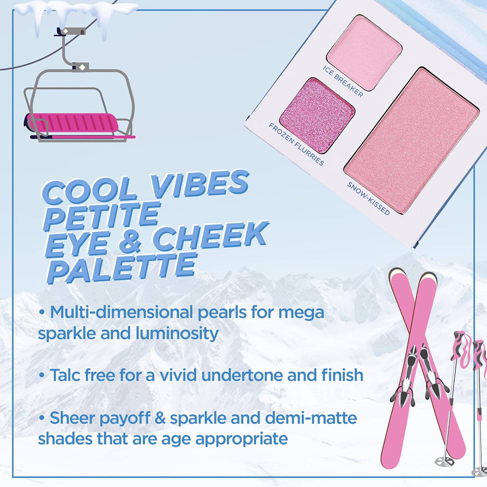 Petite 'N Pretty Sparkle Storm Gift Set for Kids, Tweens & Teens – Palette, Brushes, Lip Gloss & Glitter in Blue Sherpa Bag