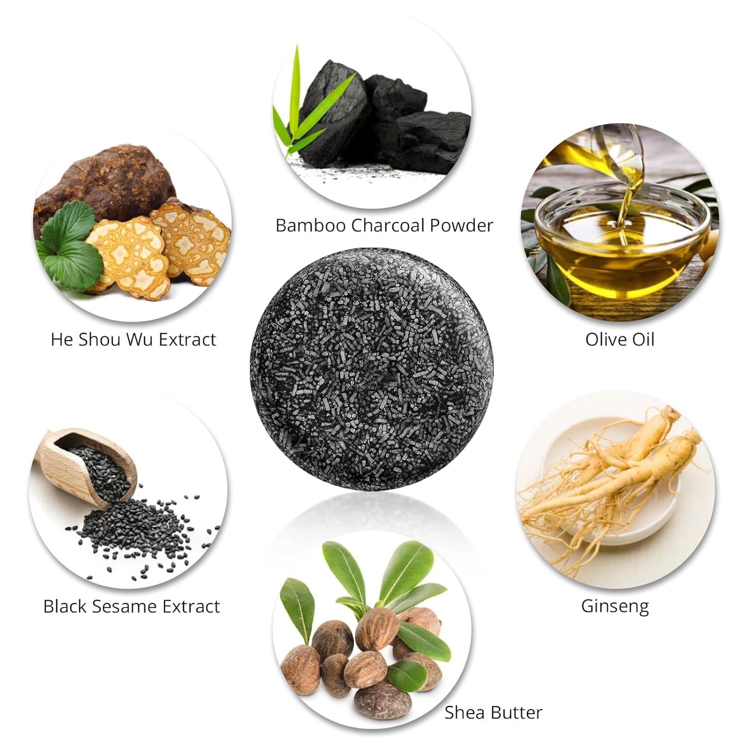 pewatul Gray Hair Reverse Bar Soap Natural Black Hair Coverage with Ginseng and Black Sesame Vegan 2-Pack